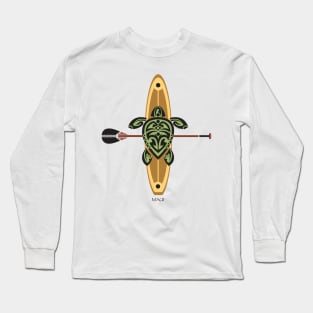 Black & Green Tribal Turtle Stand-Up Wave Rider / Maui Long Sleeve T-Shirt